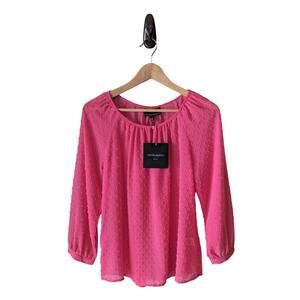 Cynthia Rowley Blouse Small Long Sleeve Sheer Pink Cottagecore Prairie Romantic